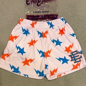 NEW Eric Emanuel x Bape Men’s 1:1 White Mesh Athletic Shorts sz Medium